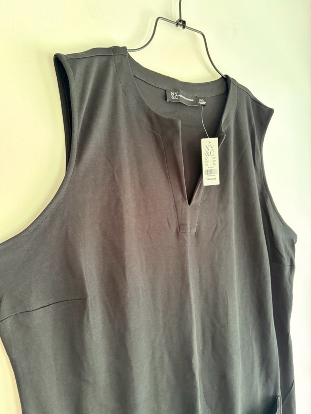 NWT New York & Company Black Sleeveless Cotton Knit Dress w/ Pockets Size XXL - Picture 2 of 8